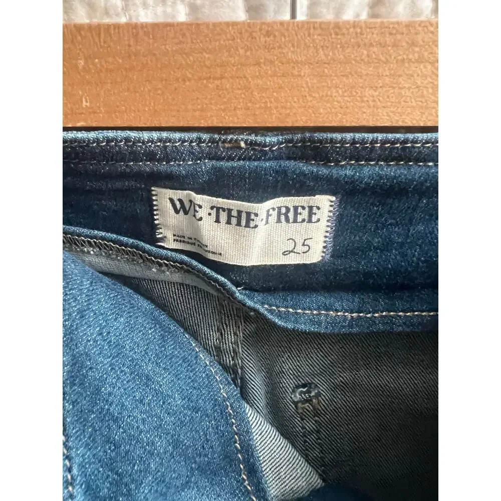 We The Free Free People Skinny Jeans Sz 25 Frayed Hem Gold Stitch